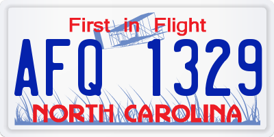 NC license plate AFQ1329