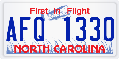 NC license plate AFQ1330