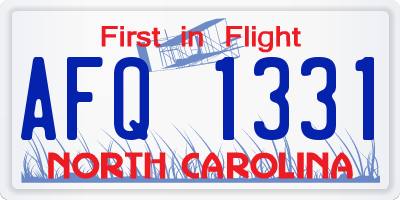 NC license plate AFQ1331