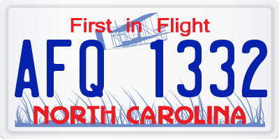 NC license plate AFQ1332