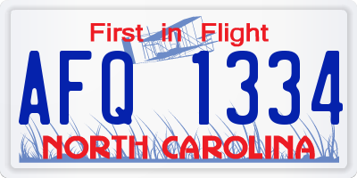 NC license plate AFQ1334
