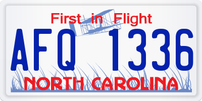 NC license plate AFQ1336