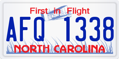 NC license plate AFQ1338