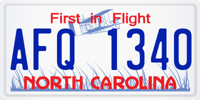 NC license plate AFQ1340