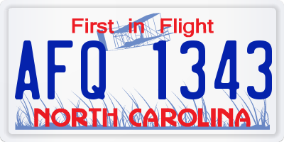 NC license plate AFQ1343
