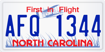 NC license plate AFQ1344