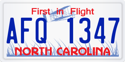 NC license plate AFQ1347