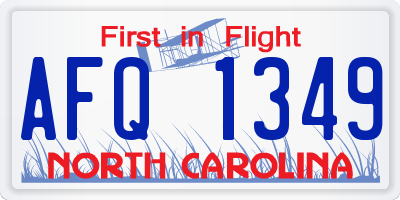 NC license plate AFQ1349