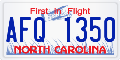 NC license plate AFQ1350