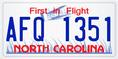 NC license plate AFQ1351