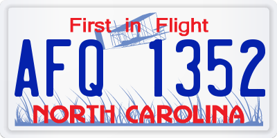 NC license plate AFQ1352