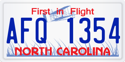 NC license plate AFQ1354