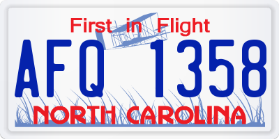 NC license plate AFQ1358
