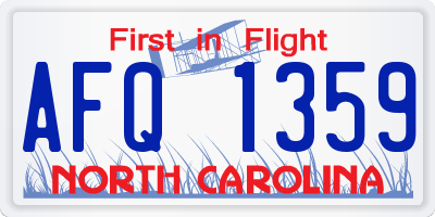 NC license plate AFQ1359