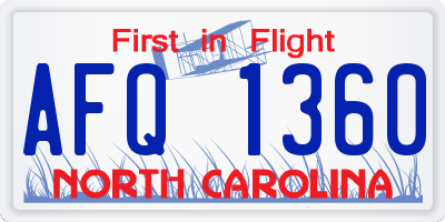 NC license plate AFQ1360