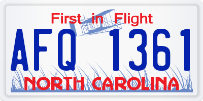 NC license plate AFQ1361
