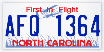 NC license plate AFQ1364