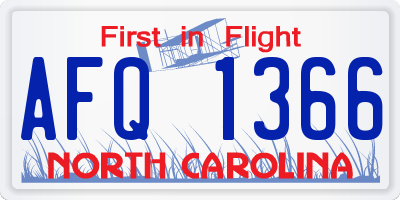 NC license plate AFQ1366