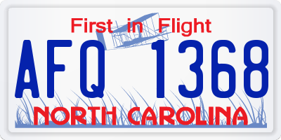 NC license plate AFQ1368