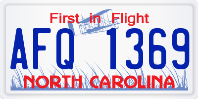 NC license plate AFQ1369