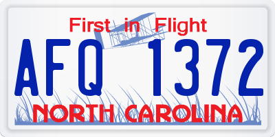 NC license plate AFQ1372