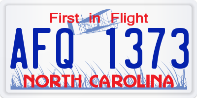 NC license plate AFQ1373