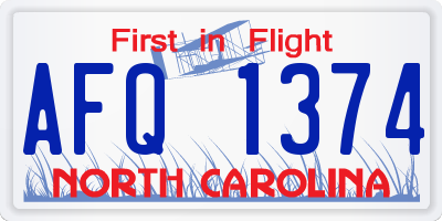 NC license plate AFQ1374