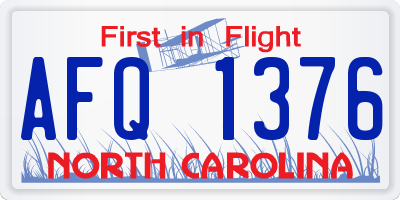 NC license plate AFQ1376