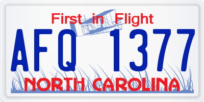 NC license plate AFQ1377