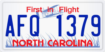 NC license plate AFQ1379