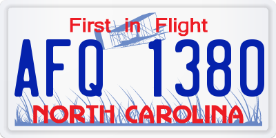 NC license plate AFQ1380