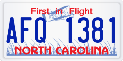 NC license plate AFQ1381