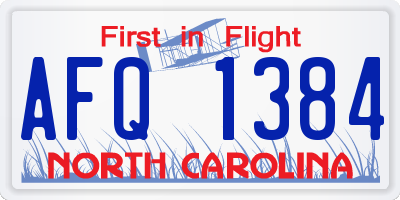 NC license plate AFQ1384