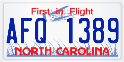 NC license plate AFQ1389