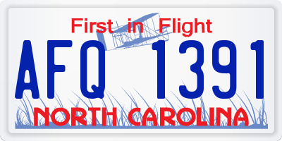 NC license plate AFQ1391