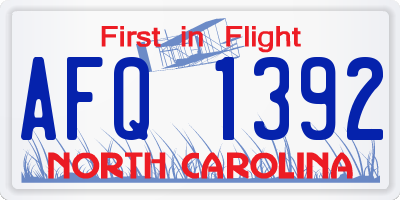 NC license plate AFQ1392