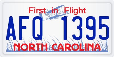 NC license plate AFQ1395