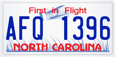 NC license plate AFQ1396