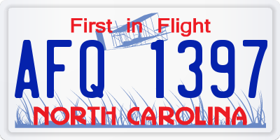 NC license plate AFQ1397