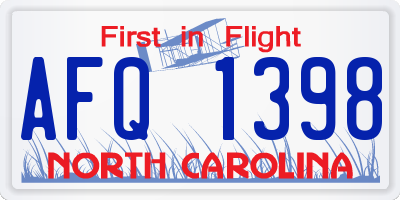 NC license plate AFQ1398