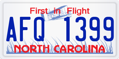 NC license plate AFQ1399