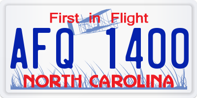 NC license plate AFQ1400
