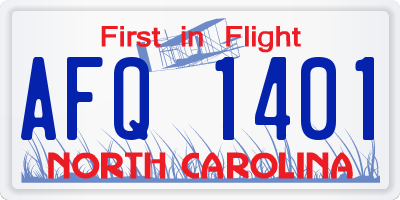 NC license plate AFQ1401