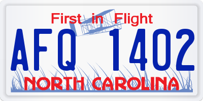 NC license plate AFQ1402