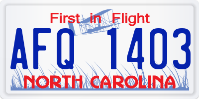 NC license plate AFQ1403