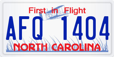 NC license plate AFQ1404