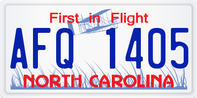 NC license plate AFQ1405