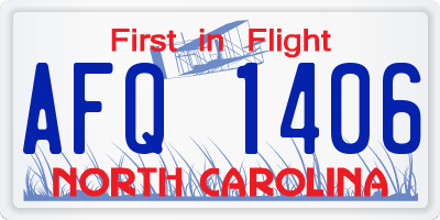 NC license plate AFQ1406