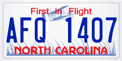 NC license plate AFQ1407