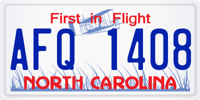 NC license plate AFQ1408